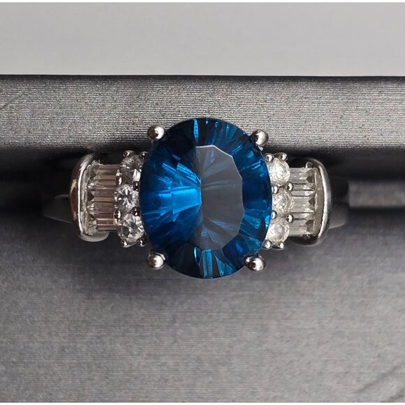Sterling Silver London Blue Topaz Cathedral Ring Size 10 Signed SUN 5.09g - Picture 15 of 15
